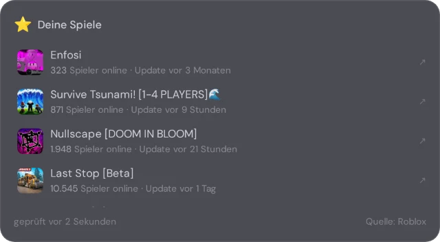 Deine Spiele — das Widget in NX1