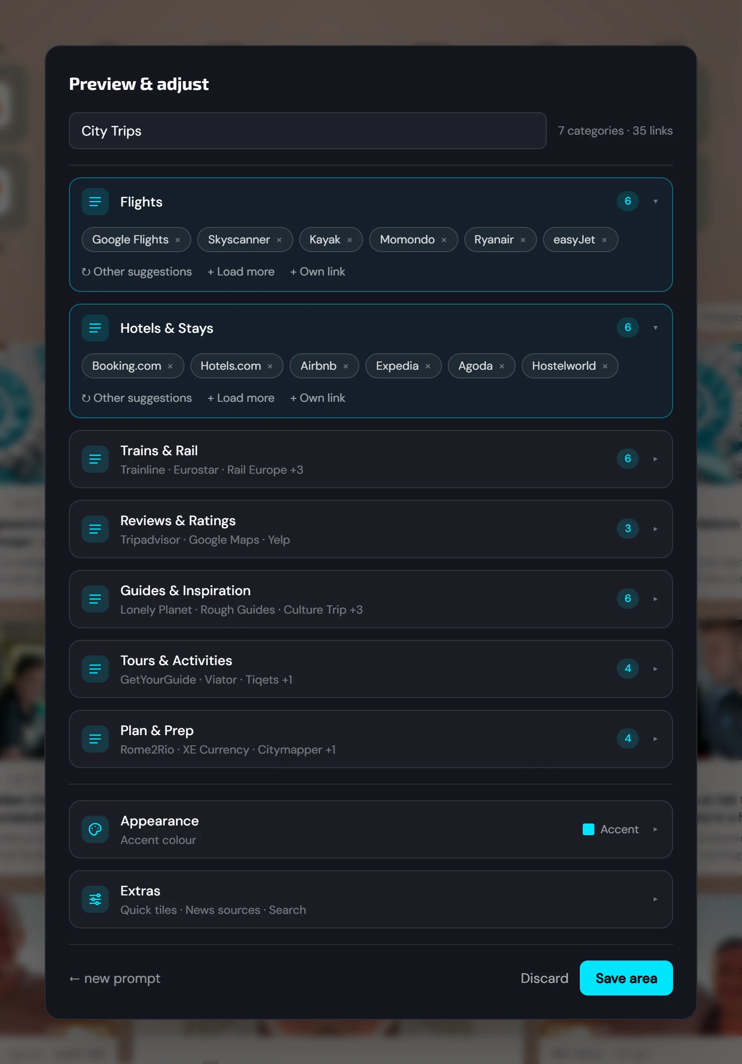 Describe a new start page with AI, then tweak the ready-made preview (2/2)