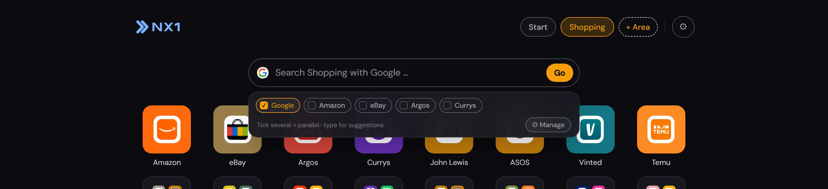 Search box with the source cockpit