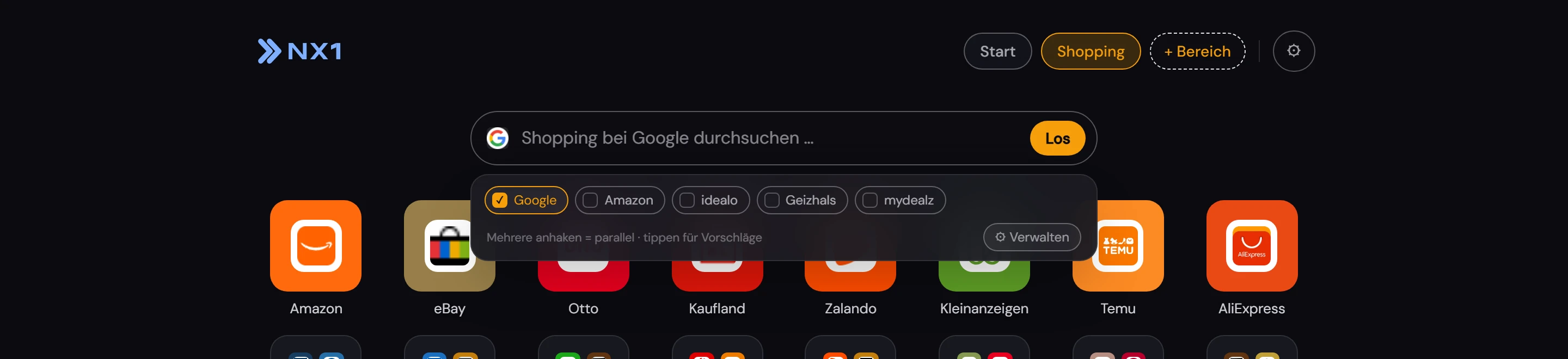 Suchleiste mit Quellen-Cockpit (1/1)